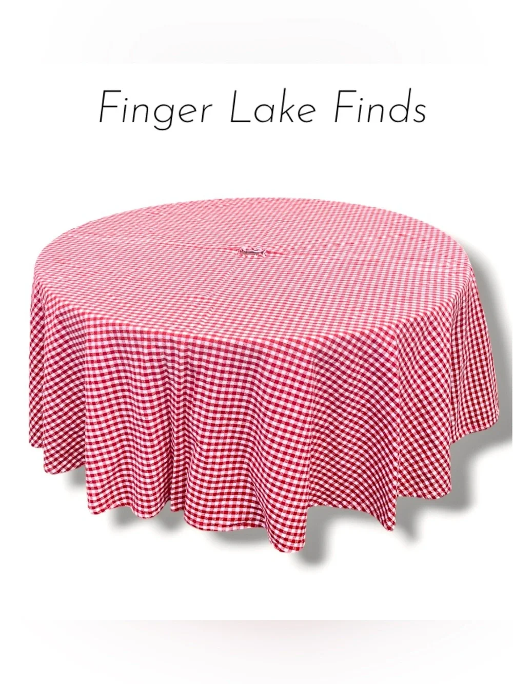 Red Gingham 60” Round Tablecloth - Classic Picnic Style